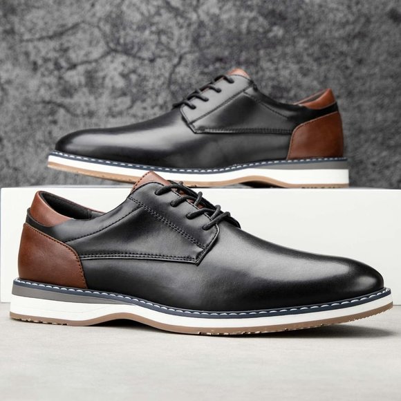 Men\'s Black Oxfords Casual Dress Leather Lace Up for Men Business Oxford Shoes
